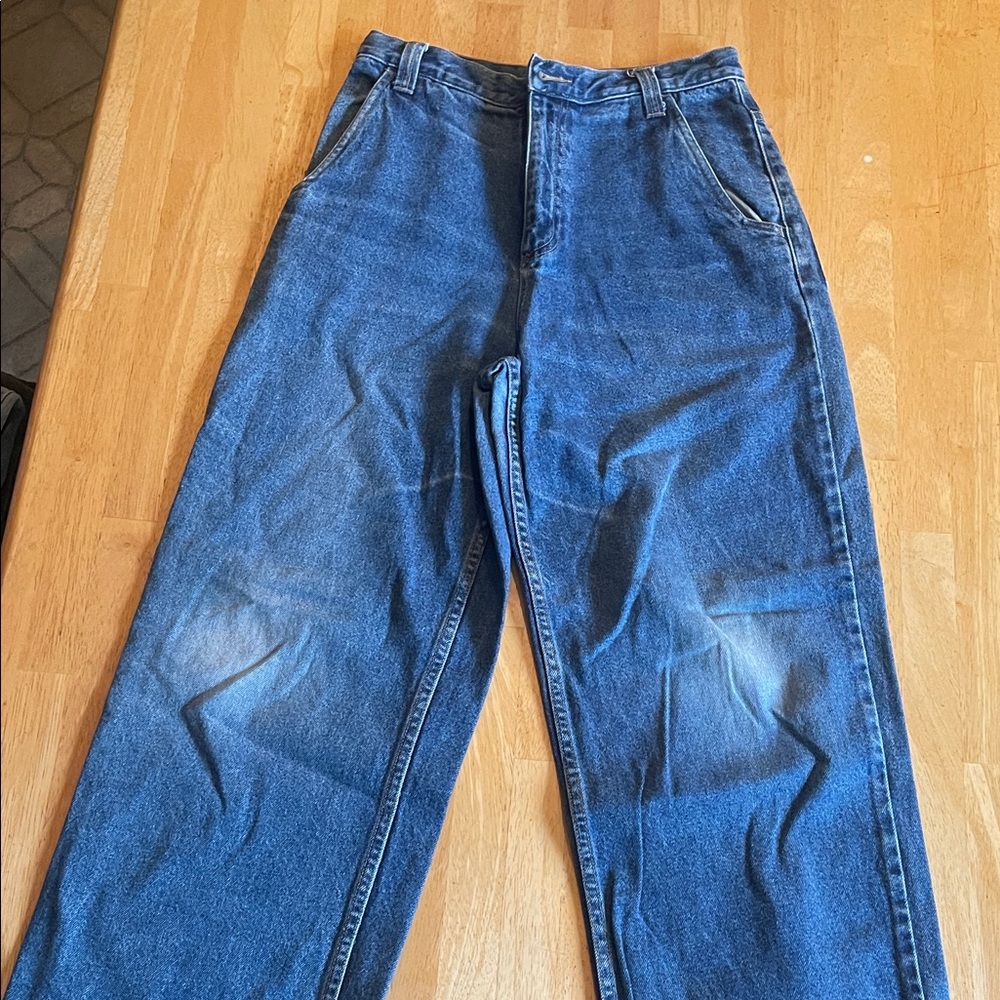 Classic Blue Denim Unisex Relaxed Leg Jeans